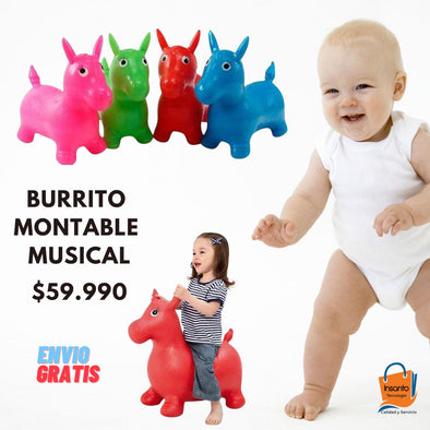Juguete Inflable Saltarín Burrito Montable Musical
