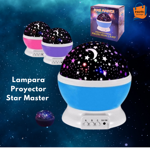 Lampara Proyector Star Master De Luz Giratoria Cielo Estrellado.,